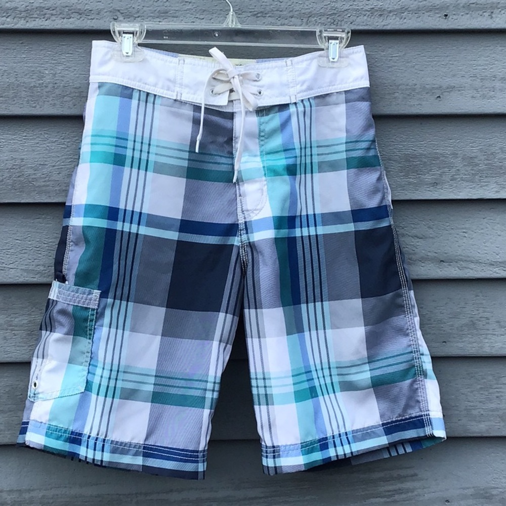 American Eagle Blue/Green Plaid Board Shorts Size XS